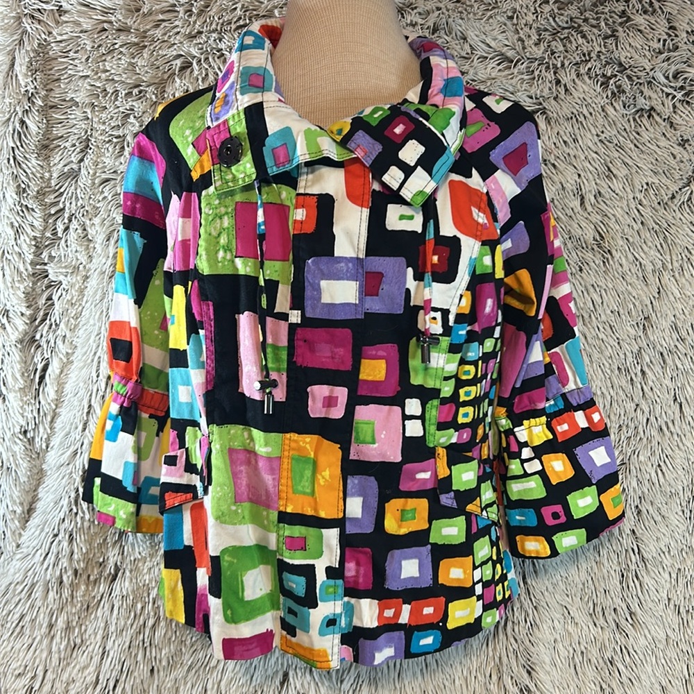 Vintage Berek women’s Small Short jacket colorful geometric‎ artsy colorblock
